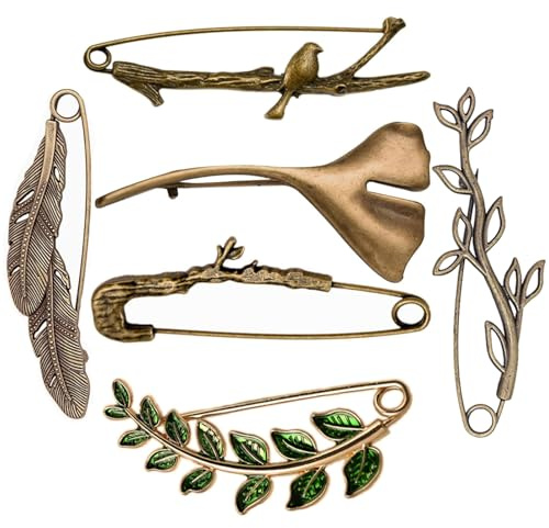 Extra große dekorative Sicherheitsnadeln für Kleidung, Vintage-Brosche für Damen, riesige Retro-Pullover-Anstecknadeln (Bronze) – Modeschmuck-Zubehör für Schals, Hüte, Bastelarbeiten, 6 Stück