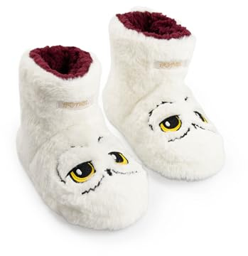 Harry Potter Pantuflas blancas de caña alta para niñas Hedwig | Cómodas y suaves para estar en casa | Perfectas para las noches de cine | Calzado infantil