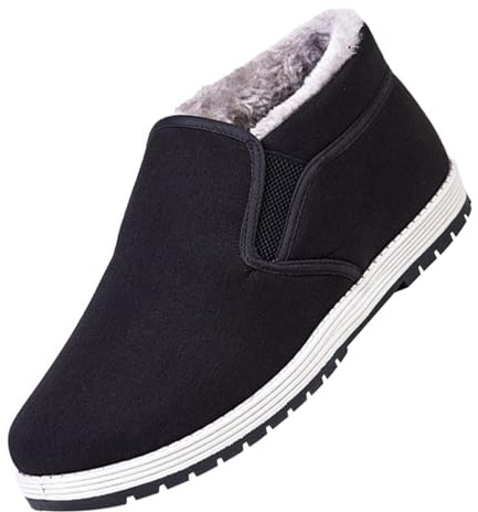 Generisch Chaussures d'hiver pour homme - Sans lacets - Chaussures de neige - Chaudes - Chaussures de loisirs vintage - Antidérapantes - Couleur unie - Chaussures de randonnée classiques et
