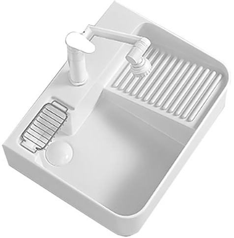Lavabo de Salle de Bain en Céramique avec évier Intégré, Finition émaillée Haute Température, Conception à Trop-Plein, pour Hôtels et Toilettes(51.5x40.5x15cm/20.2x15.9x5.9in)