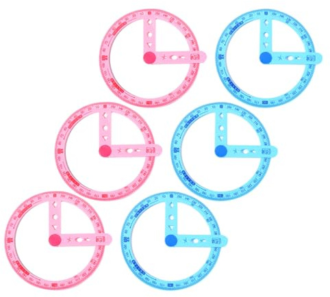 Zerodeko Goniometro Circolare Professionale 360 Gradi Braccio Oscillante, Set da 6 Pezzi Colorati Blu e Rosa, Righello di Misurazione ad Alta Precisione per Disegno Tecnico, Progettazione