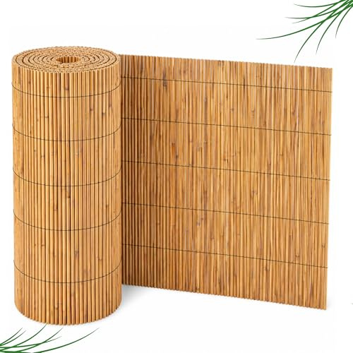 Reed Screening 9-10mm Thick Natural Reed Fence Screening Roll, Garden Privacy Screen, Bamboo Reed Fencing Panel for Fence Cover, Balcony, Patio & Garden (1.2m x 3m)