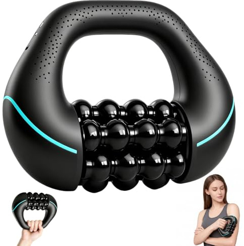 Rolling Percussive Massager, 3-Speed Electric Handheld Rolling Massager, Rechargeable Portable Electric Deep Tissue Massager, for Legs, Back, Body Muscle Relaxation, Gifts for Mom Dad