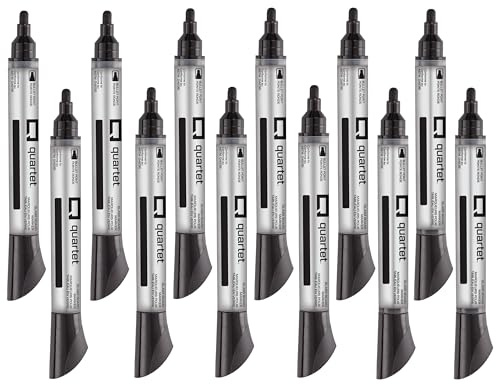 Quartet Glass Board Dry Erase Markers, Bullet Tip, Premium, Black, 12-Pack (79553)