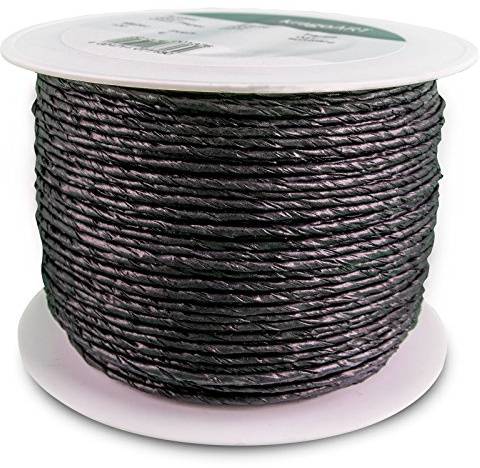 KragoART Crazy Paper 2 mm - 100 m Spindel, Papierkordel mit Drahtkern eignet Sich zum Basteln, Floristik, Dekorieren (Schwarz)