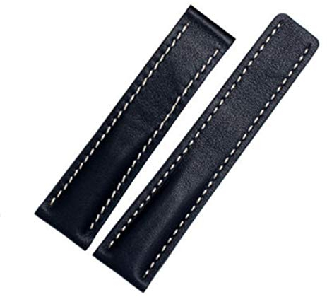 Richie strap Uhrenarmband aus Leder, 22 mm, 24 mm, Faltschließe für Breitling Superocean Héritage, Blau (ohne Schnalle), 22 mm, Riemen