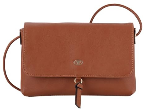 TOM TAILOR Luna Damen Überschlagtasche Umhängetasche Klein Cognac Braun