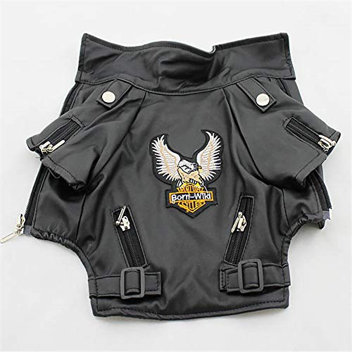 Cappotto Invernale Per Cani Giacca Da Moto in Pelle PU Per Cane, Cappotto Di Giacca in Pelle Cool Dog Abbigliamento Invernale Caldo Per Animali Domestici, Impermeabile Antivento,Nero,L