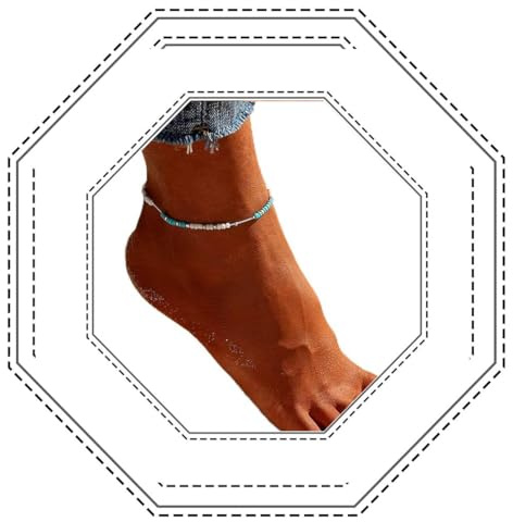 Yean Boho-Fußkettchen mit Türkisen, Perlen, Armband, Sommer, verstellbarer Fußschmuck für Damen und Mädchen