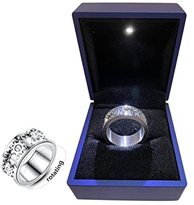 AMZCOM Anxiety Spinner Ring für Herren Damen, Edelstahl Breit Ringe Drehbare Fidget Ringe für Angst Sorgen, Freundschaftsringe, Anti Stress Fidget Ring, Angst Ring,8