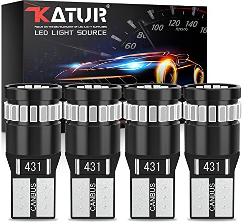 KATUR Bombilla LED 194 168 2825 W5W T10 24-SMD 3014 Conjuntos De Chips Bombilla LED Canbus Sin Errores para El Domo del Automóvil Mapa De Cortesía Puerta Luces De Matrícula (4 Piezas, Ultra Azul)