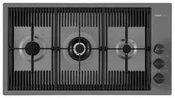 Piano Cottura 3 fuochi a Gas Larghezza 87 cm Piano Inox colore Canna di Fucile - 7680 006 Milanello