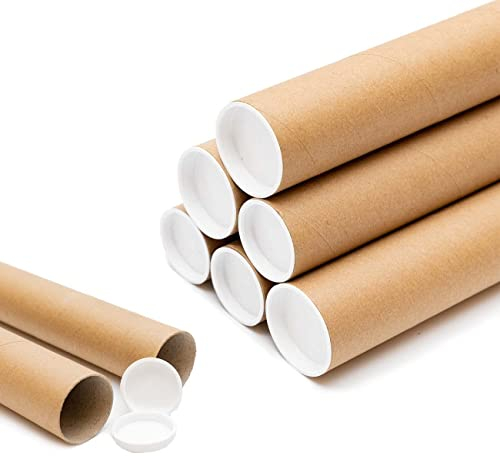 25 x A2 Versandrollen für Poster, Kunstwerke, Gemälde, Dokumente, Blueprints, 460 mm x 50 mm, Kartonrollen + Endkappen