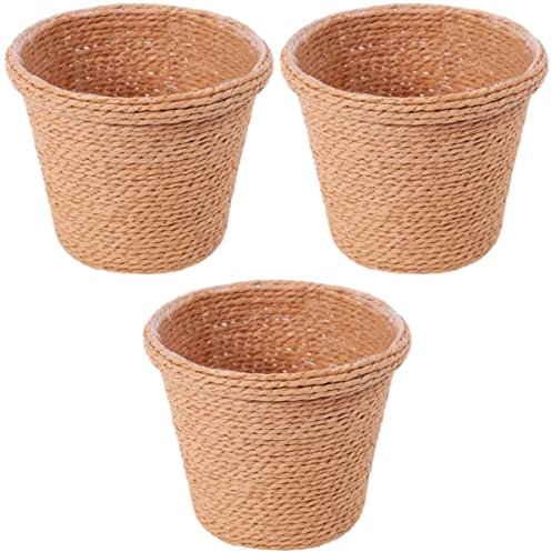 Cabilock 3stücke Vintage Blumenvase Aus Seegras Dekorativer Blumentopf Für Wohnzimmer Schlafzimmer Und Partys Praktischer Pflanzer Für -blumendekoration Und Aufbewahrung Kleiner