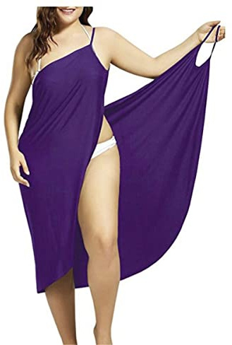 Gellmall Sarong Wrap Oversize Bikini Cover Up Träger Rückenfrei Wickeltuch Strandtuch Urlaub Lange Strandkleider Towel Pareos Lila 4XL
