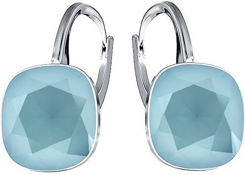 Hängende Ohrringe 925 Silber mit Marken Kristall Zirkonia - Damen Schmuck Echt Silberne Hänge Ohrhanger Ideal Geschenge (summer blue)