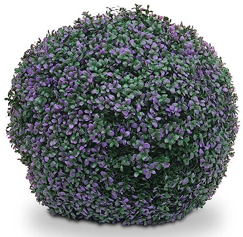 Mendler Künstlicher Busch HWC-L77, Buchskugel Dekopflanze Buchsbaumkugel Kunstpflanze Buxus, Outdoor Ø 55cm - lila