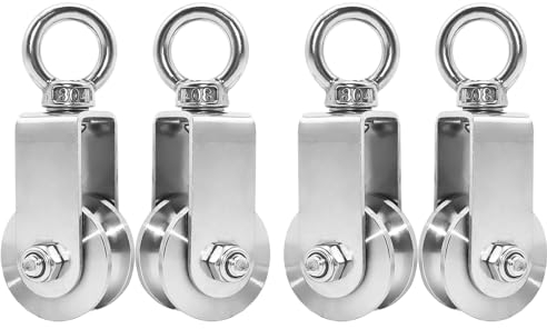 34MM Carrucola per Sollevamento, 4 Pack Puleggia con Cuscinetti Inox per il Fitness in Corda,Carico 250kg(34MM, 4 Pack)