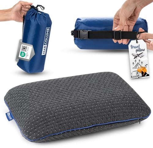 Marcolumb Reisekissen-Campingkissen-ergonomisches Memory-Schaum-Kissen mit temperaturregulierendem Bezug-Oeko-TEX Made IN Green (Grau US)