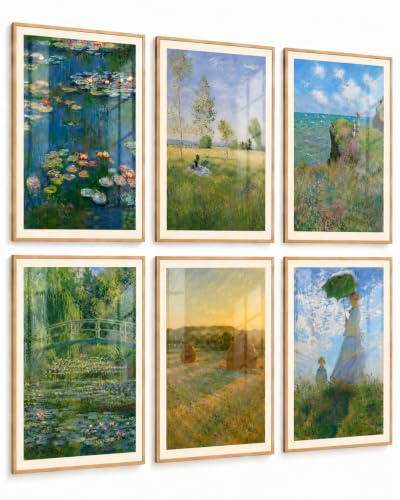 PosterPost 6x Claude Monet Poster Set DIN A4 | Hochwertige Kunstdrucke & Wandbilder mit Seerosen und Impressionismus Kunst | Wanddeko für Wohnzimmer & Schlafzimmer | Made in Germany
