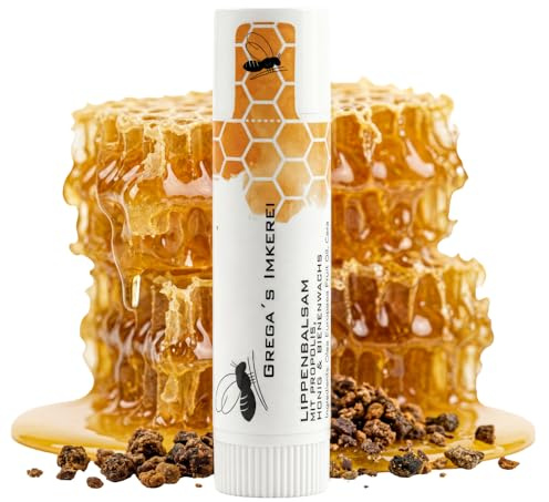 Gregas Imkerei Honig & Propolis Lippenbalsam Pflegestift 7 gramm mit reginalem Honig, PropolisExtrakt, Bienenwachs, Olivenöl und Vitamin E direkt vom Imker (Propolis Lippenbalsam)