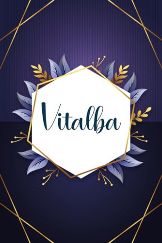 Vitalba: Taccuino personalizzato con il nome Vitalba | Regalo di compleanno per moglie, mamma, sorella, figlia ... | Foglie blu | 110 pagine a righe, Piccolo formato 6x9 pollici (15,24 x 22,86 cm)