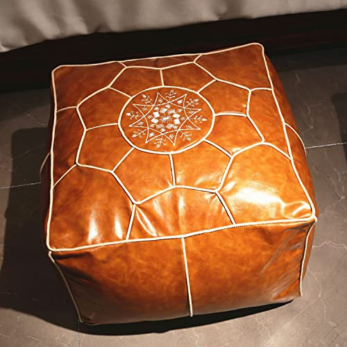 Ottomane Hocker Quadratische Fußhockerbezüge Aus Pu-Kunstleder, Ungefüllt, Bestickter Pouf, Kissenbezug, Schlafzimmerdekor, Futon-Stuhlbezug, Basteln/B/50 * 50 * 38Cm