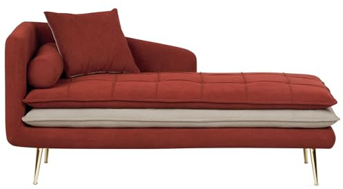 Beliani Ré­ca­mi­e­re Stoffbezug rot und beige mit goldenen Beinen linksseitig Gonesse