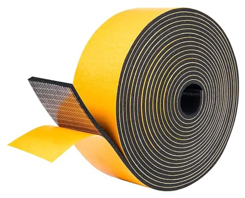 LIKERAINY Striscia di Tenuta in Gomma 25,4x1,5mm Striscia di Schiuma per Porte Guarnizioni Finestra Della Nastro Sigillante Anti-Collisione Autoadesivo Antivento Previene Rumori Nero 1 Rotolo 10 Metri