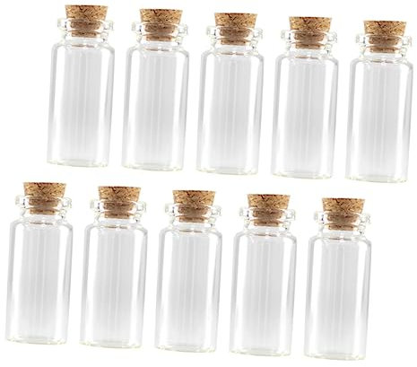 Ciieeo 100pcs 3ml Cork Glass Bottles 16mm Diameter Wooden Stoppers Diy Craft Storage Containers for Small Items and Spices, Glass Canisters for Home and Workshop Use