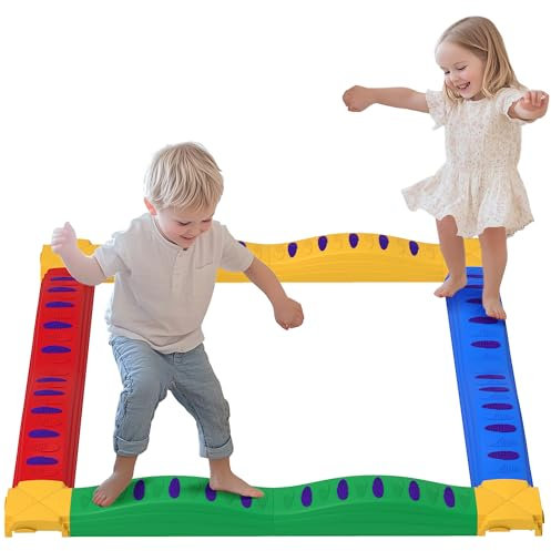 AIYAPLAY Kids Balance Beam, 12 Piece Stepping Stones with Non-Slip Foot Pads, Kids Sensory Toys, Indoor Outdoor Obstacle Course for 3-8 Years