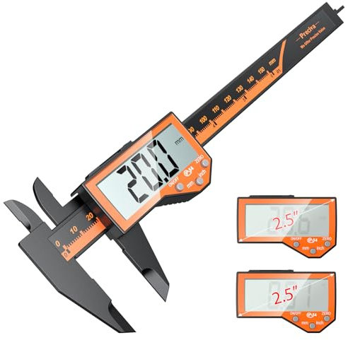 Digital Vernier Caliper, Preciva 150mm Electronic Calipers Measuring Tool with LCD Screen, Lightweight Portable Precision Micrometer with Mm/Inch Conversion, Splash Resistant, Black and Orange
