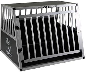 DOGHEAD Hundetransportbox Hundebox Alu Reisebox Transportbox, 80 x 75 x 63 cm, Ecoline, schwarz/Silber