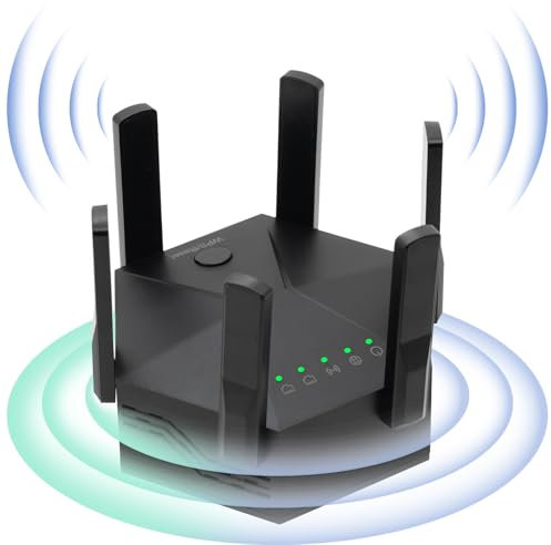 E-SHIDAI Ripetitore WiFi Extender, amplificatore di segnale domestico WiFi con doppia banda 1200mbps, porta Ethernet per copertura fino a 1200 metri (nero)