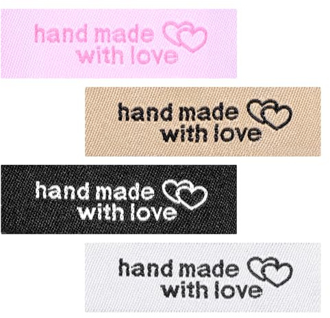 Handmade Label zum Annähen 120 Stück, Personalisierte Nähetiketten, Nähetiketten für Handgemachte Artikel, Quilt-Etiketten, Stoffetiketten für Kleidung, Taschen, Kleider, T-Shirts
