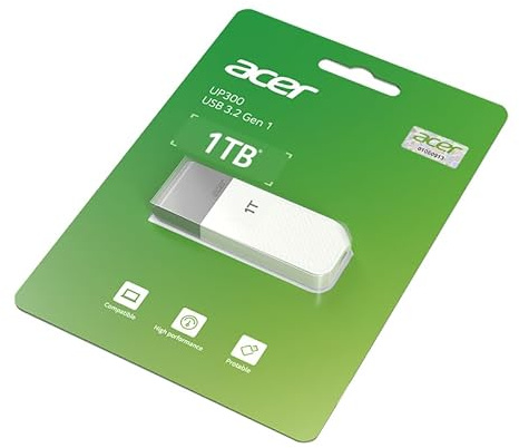 Acer UP300 Clé USB 3.2 Gen 1 - Vitesse de Lecture jusqu'à 120 Mo/s - 1T Blanc