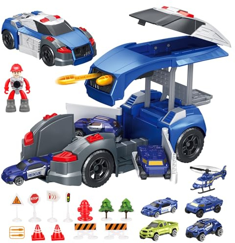 Camion Polizia Giocattolo Bambini,Giocattolo Camion per Bambini,Giocattoli Bambino 3 4 5 6 Anni,Ragazzo Natale Compleanno Regalo