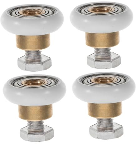Healifty 4pcs Sliding Glass Door Wheels Shower Door Roller Silent Pulley Replacement Bathroom Rollers for Smooth Shower Wheels