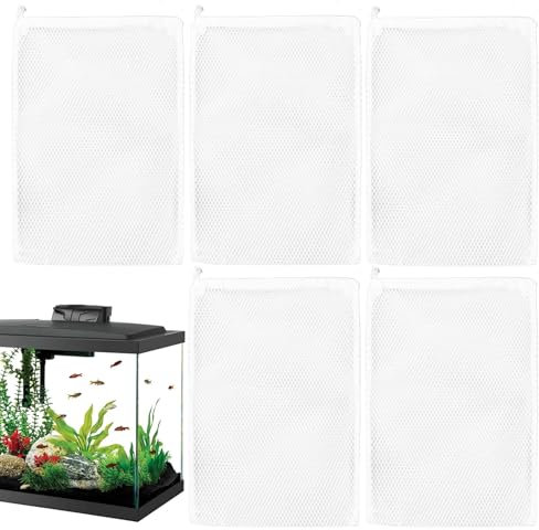 Sacchetti Filtro per Acquario, 5 Sacchetti filtranti a Rete fine per Acquario, Accessori per la depurazione 'Acqua e salata, Chiusura con Cerniera per Zeolite, Torba