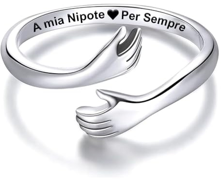 Anello Donna A mia Nipote per Sempre in Argento Sterling 925 - Regalo Compleanno Natale per Nipoti, Nonna, Zia - Anello Regolabile - Cofanetto incluso