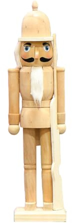 LfrXtra Soldat Casse-Noisette en Bois Blanc 38cm Décoration Traditionnelle De Noël Figurine De Table De Festival Soldats Casse-Noisette