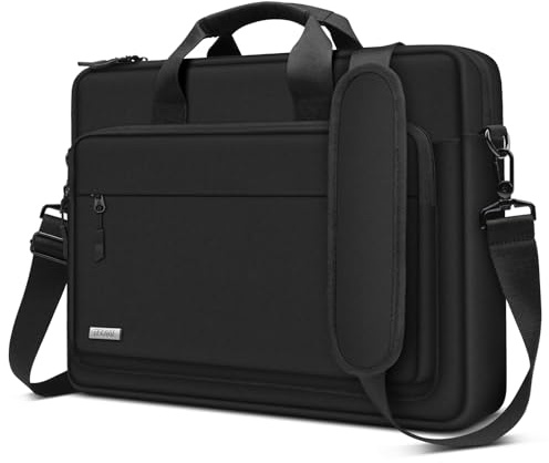 TECOOL Laptopväska 15.6 16 tum, 15.6 16 tum Laptopfodral Sleeve Business Messengerväska med Axelrem för 15 15.6 16” Macbook Pro Lenovo Acer Asus Dell HP Notebook Arbetsdator Portfölj, Svart