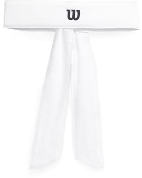 Wilson Tie Headband, For High-Energy Performance and Sweat Control, With an Adjustable Fit and Extended Length, Colour: Bright White, Size: One Size