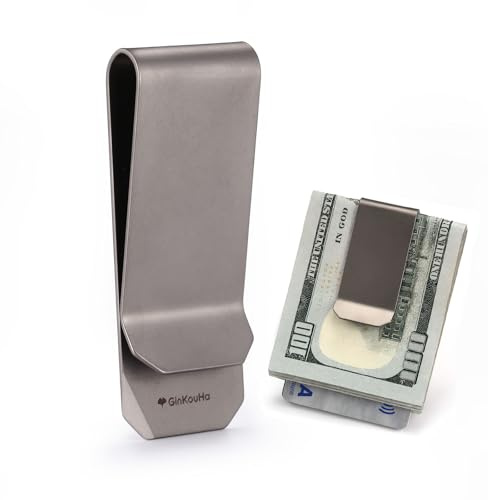 GINKOUHA Titanium Money Clip for Men, Large Slim Money Cards Clips, 4 in 1 Multifunction Pocket Wallet, Screw Tool, Box Opener, Mini Ruler, Gifts (2.72 x 0.95)