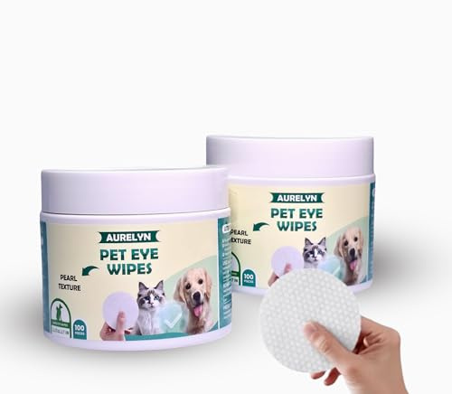Aurelyn Pet Eye Wipes – 200 Cat & Dog Eye Wipes | Tear Stain Remover for Dogs Eyes | Disposable Pet Eyes Cleaning Pads to Remove Crust & Discharge | Perfect for Pets Daily Grooming Care