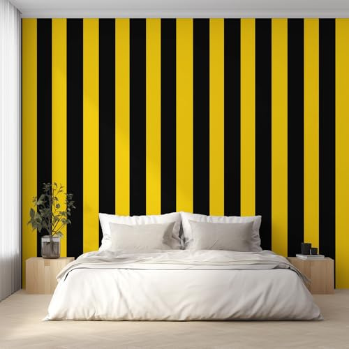 Generisch Tapete Vertikale Streifen, Fototapete Streifen Gelb Schwarz, Vliestapete für Schlafzimmer Wohnzimmer, Wand Deko Tapeten, Wandverkleidung 200x140 cm D&O81