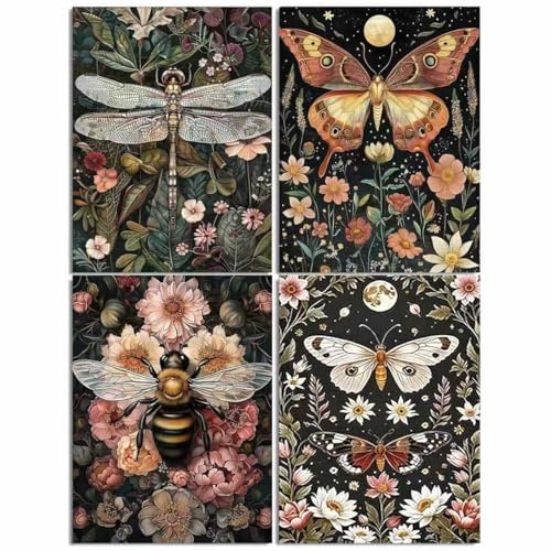 4 Pack Diamond Art Kits Adults, 5D Diamond Painting Kit for Women, Teens and Adults Beginners, Relaxing DIY Mosaic Arts and Crafts, 12X16Inch