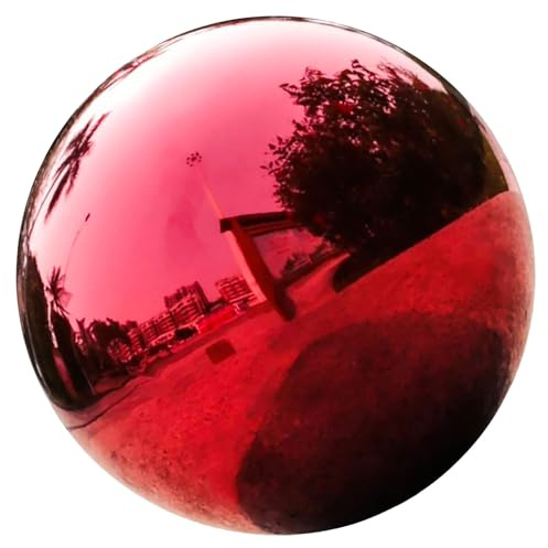 FUNOMOCYA Bolas De Espejos para Jardín Decoración Exterior Esfera De Acero Inoxidable Bolas Huecas De Acero Inoxidable Esfera De Espejo Pulida para Jardín Adorno Rojo