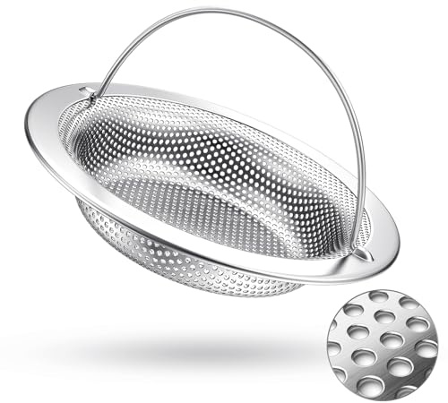 【1× kaufen. Lange nutzen】 2 Stück abflusssieb küchenspüle für 3,5-Zoll-Spülen, spülbecken sieb mit stabilem Griff, Sink Strainer aus langlebigem V4A-Edelstahl mit feiner Lochung gegen Speisereste