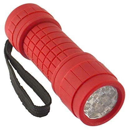 AB Tools 9 LED Red Torch Light Mini Flashlight Camping Hiking Rubber Case GAR69